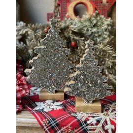Árbol de madera chaquira mediano plata