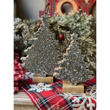 Árbol de madera chaquira mediano plata
