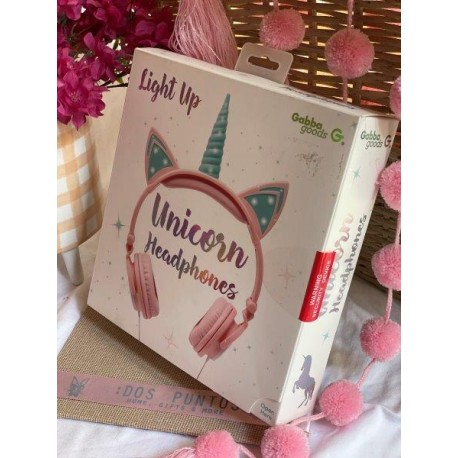 Audífonos unicornio rosa y verde