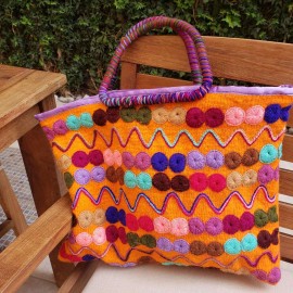 Bolsa de Lana Hecha a Mano Círculos – Naranja