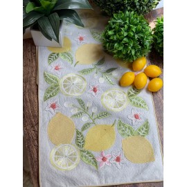 Camino de mesa corto con limones bordados
