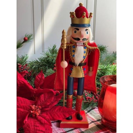 Cascanueces lanza y capa roja de terciopelo 38 cm