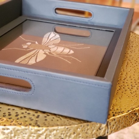 Charola Mediana Azul Marino con Mosca Gris