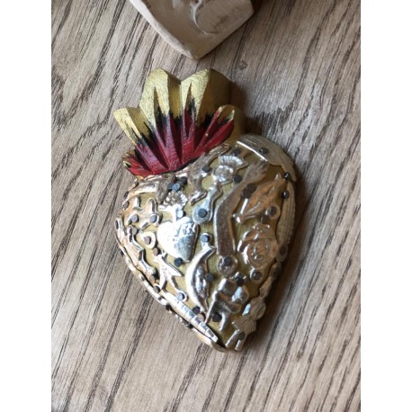 Corazon Milagros 10cm Oro