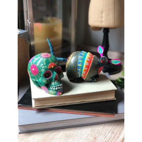 Cráneo verde alebrije