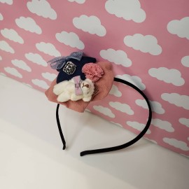 Diadema osito circulo rosa