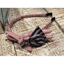 Diadema para Niña Conejo con Listón Azul con Rosa