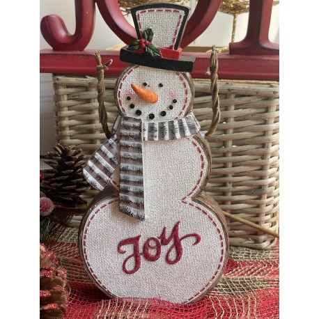 Figura de snowman de madera Joy