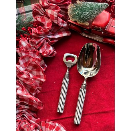 Juego de pala para hielos  y destapador rayas