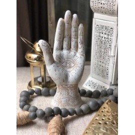 Mano blanca con ojo