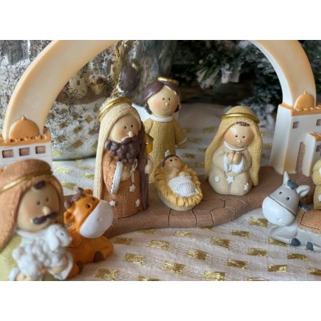 Nacimiento miniatura con portal circular 11 pzas NM28