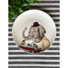 Plato Chico (Ensalada o Postre) Elefante con Tabla de Surf