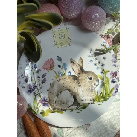 Plato de melamina conejo con flores