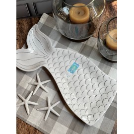 Platón de sirena blanco y beige