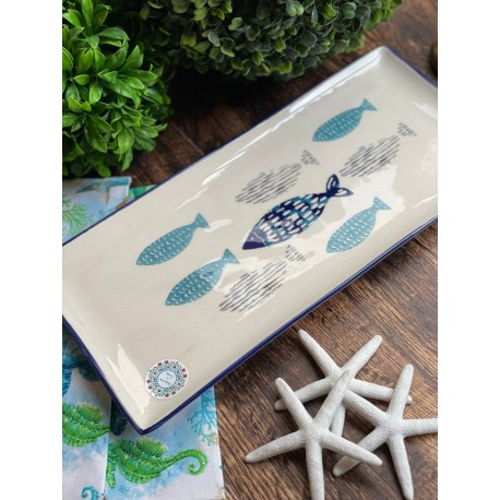 Platón rectangular pescados cerámica