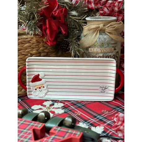 Platón rectangular rayas santa