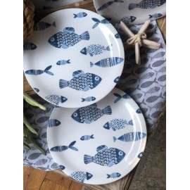 Platos peces trinche melamina (Set de 4 pzas)