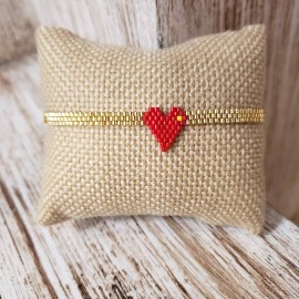 Pulsera 1 corazón rojo con dorado