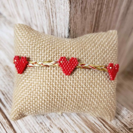 Pulsera corazón rojo con cordón