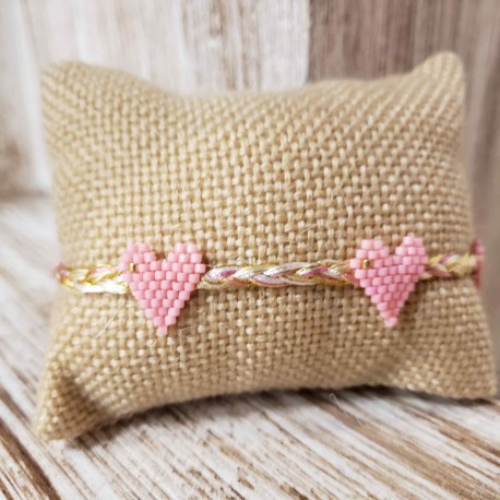 Pulsera corazón rosa c/ cordón