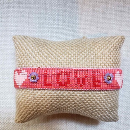 Pulsera love rojo con rosa