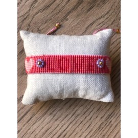 Pulsera LOVE rosa con rojo