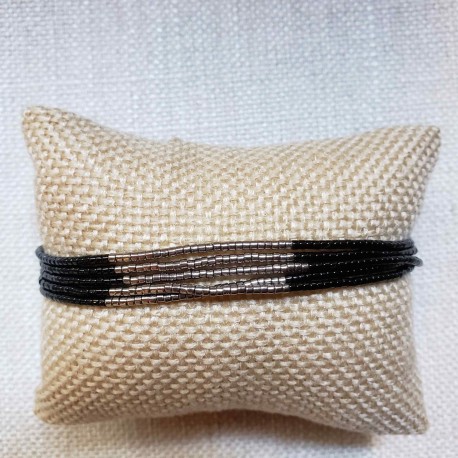 Pulsera múltiple negro con gris