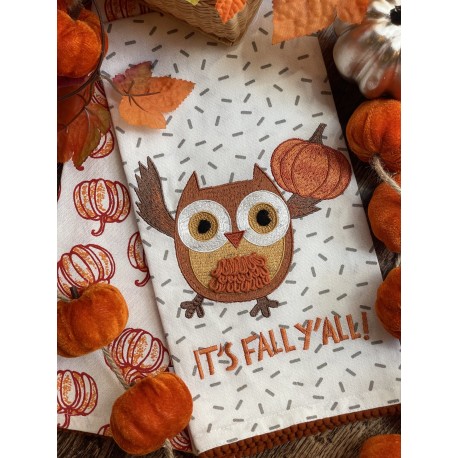 Set de 2 toallas búho fall bordado