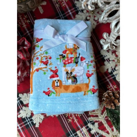 Set de 2 toallas de baño perritos aqua