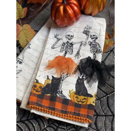 Set de 2 toallas de cocina calacas con falda