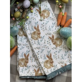 Set de 2 toallas de cocina conejos con ramitas azules