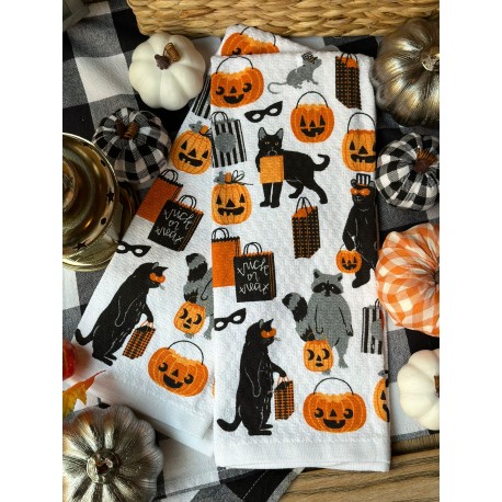 Set de 2 toallas de cocina gatos con lentes