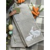 Set de 2 toallas de cocina gris con silueta conejos blancos