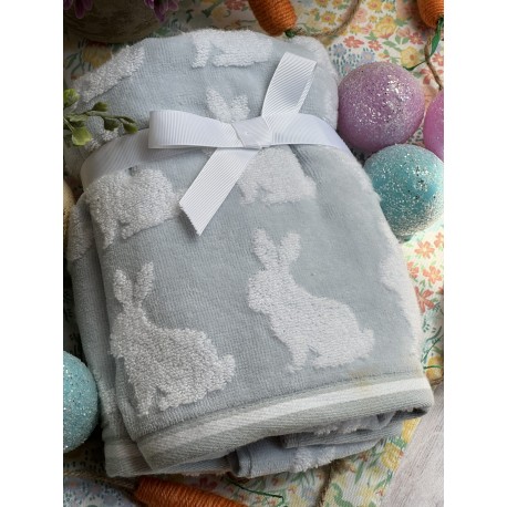 Set de 2 toallas para manos azul jacquard