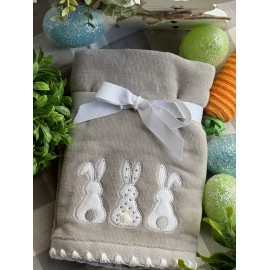 Set de 2 toallas para manos gris conejos con silueta