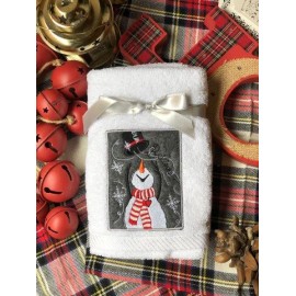 Set de 2 toallas snowman bordado gris