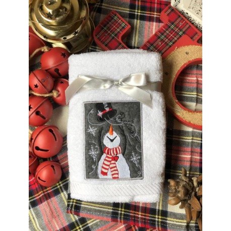 Set de 2 toallas snowman bordado gris
