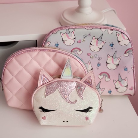 Set de 3 cosmetiqueras Unicorn
