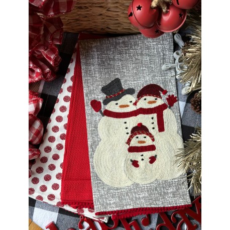 Set de 3 toallas bordadas familia snowman
