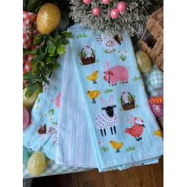 Set de 3 toallas de cocina animales de granja conejos