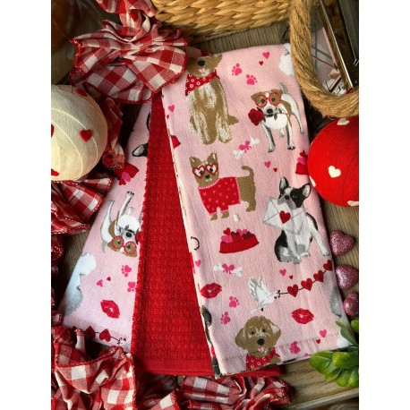 Set de 3 toallas de cocina perrito lentes