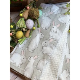 Set de 3 toallas de cocina siluetas conejos grises