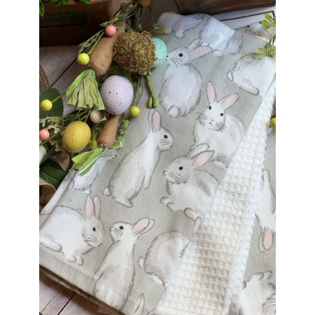 Set de 3 toallas de cocina siluetas conejos grises