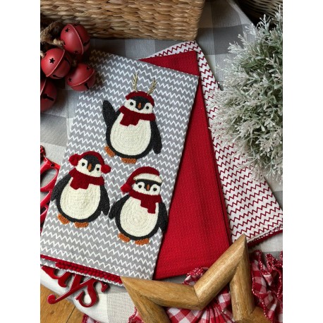 Set de 3 toallas pingüinos