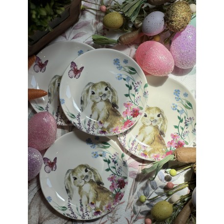 Set de 4 platitos conejo orejitas primavera