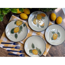 Set de 4 platos chicos cerámica limones