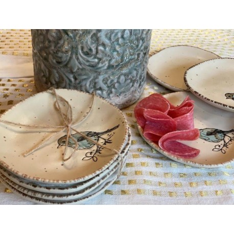 Set de 4 platos para botana de pajarito