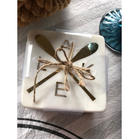 Set de 4 portavasos «Lake» de mármol