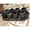Set de 8 vasos para mezcal con charola de barro negro
