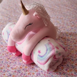 Set de almohada y cobija unicornio